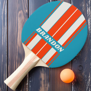Retro Sunset Tide Rush Board Stripes with Name Ping Pong Paddle