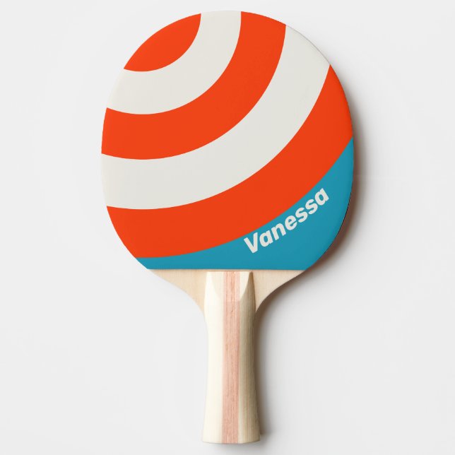 Retro Sunset Tide Rush Circle Stripe with Name Ping Pong Paddle (Front)