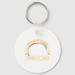Retro Sunset Total Solar Eclipse Oswego New York Key Ring