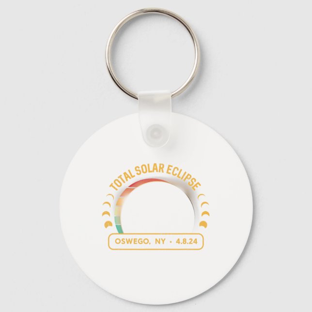 Retro Sunset Total Solar Eclipse Oswego New York  Key Ring (Front)