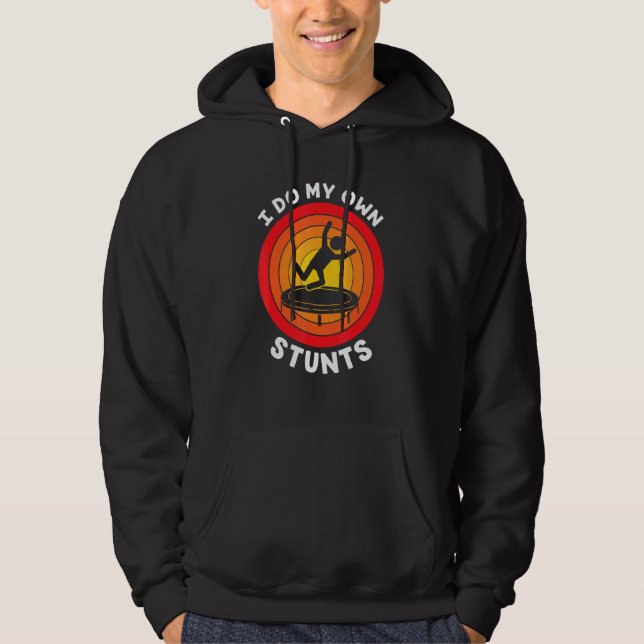 Retro Sunset Trampoline I Do My Own Stunts Youth Hoodie (Front)