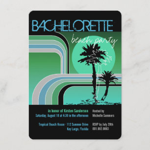 Retro Sunset Tropical Palm Tree Bachelorette Party Invitation