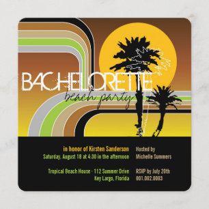 Retro Sunset Tropical Palm Tree Bachelorette Party Invitation