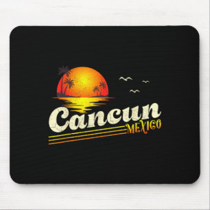 Retro Sunset Tropical Summer Vacation Cancun Beach Mouse Mat