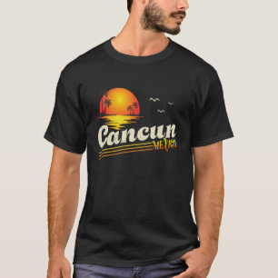Retro Sunset Tropical Summer Vacation Cancun Beach T-Shirt