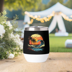 Retro Sunset Tropical Vintage Beach Palm Tree for