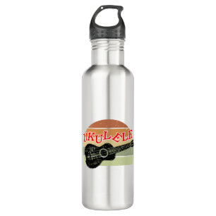 Retro Sunset Ukulele Distressed Drawing 710 Ml Water Bottle