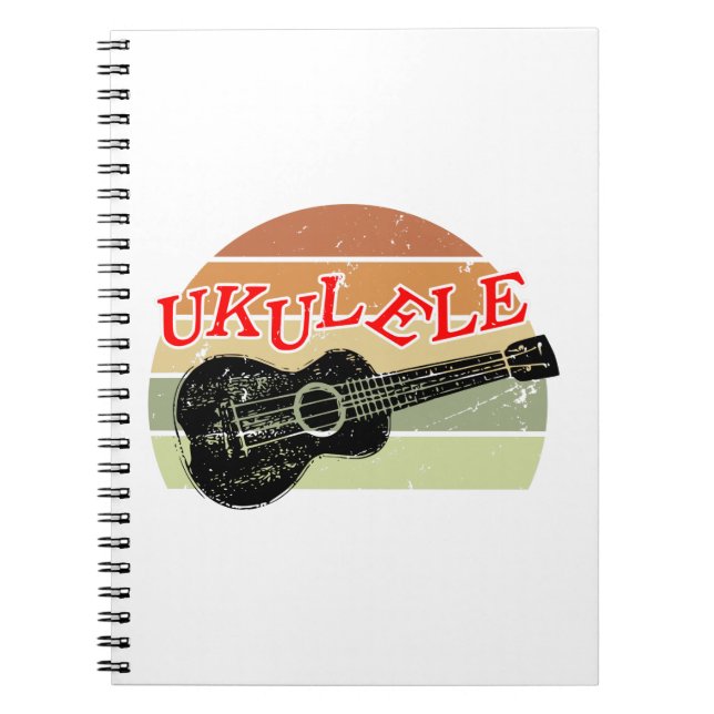 Retro Sunset Ukulele Distressed Drawing Notebook (Front)