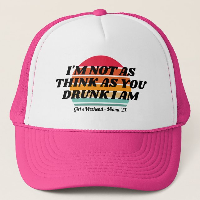 Retro Sunset Vacation 20th 30th 40 Birthday Squad Trucker Hat (Front)