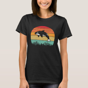 Retro Sunset Vintage Cute Orca Whale for Adults T-Shirt