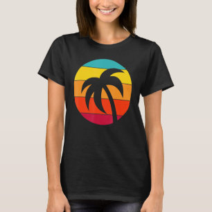 Retro Sunset Vintage Palm Tree Summer Vacation Tee