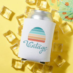 Retro Sunset+Vintage Script Distressed Can Cooler