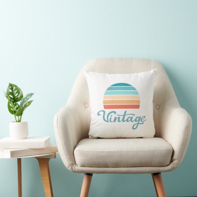 Retro Sunset+Vintage Script Distressed Cushion (Chair)