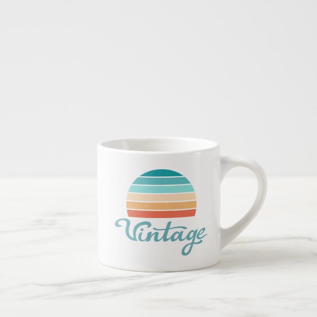 Retro Sunset+Vintage Script Distressed Espresso Cup (Right)