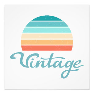 Retro Sunset+Vintage Script Distressed Photo Print
