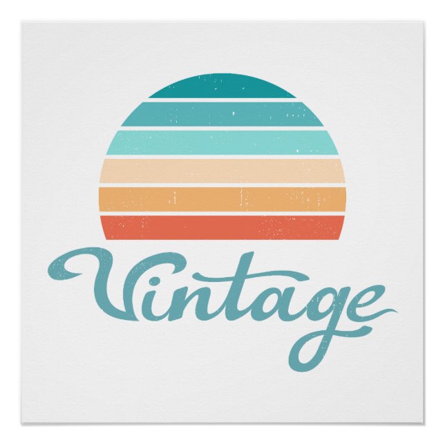 Retro Sunset+Vintage Script Distressed Poster (Front)