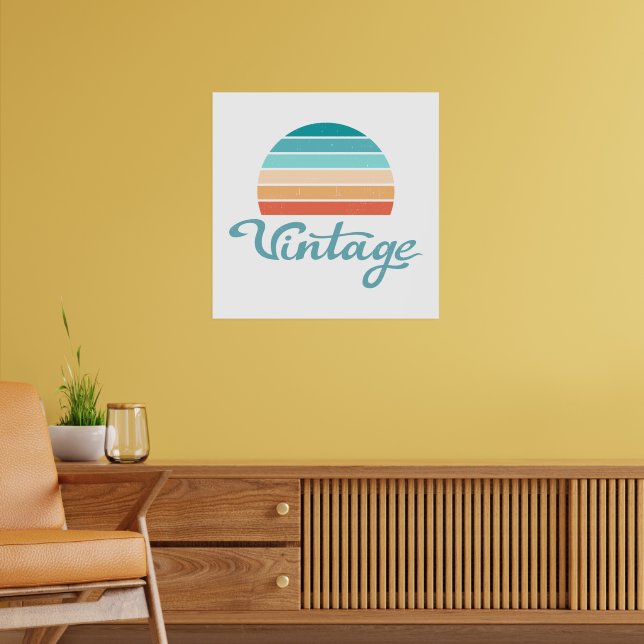 Retro Sunset+Vintage Script Distressed Poster (Living Room 2)