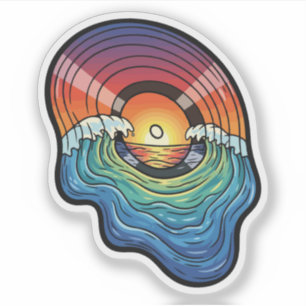 Retro Sunset Wave Vinyl Aesthetic