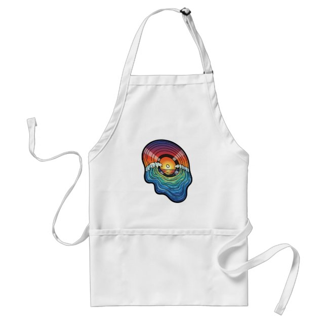 Retro Sunset Wave Vinyl Aesthetic Standard Apron (Front)