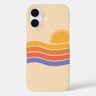 Retro Sunset Waves iPhone 16 Case