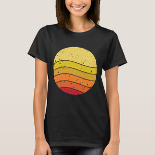 Retro Sunset Waves Distressed Circle Graphic T-Shirt