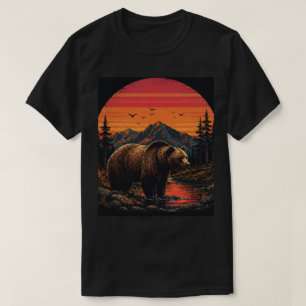 Retro Sunset Wildlife Vintage Animal Silhouette T-Shirt