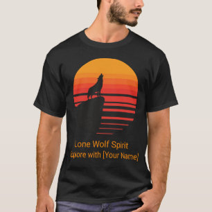 Retro Sunset Wolf Howling Personalized T-Shirt
