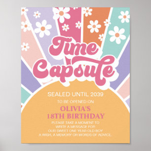 Retro Sunshine 1st Birthday Time Capsule Poster