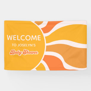 Retro Sunshine 60s Groovy Baby Shower Welcome Banner