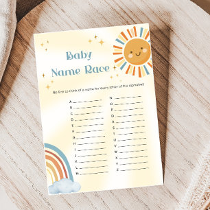 Retro Sunshine Baby Shower Baby Name Race Game