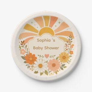 Retro Sunshine Baby Shower Plates Vintage Sunny