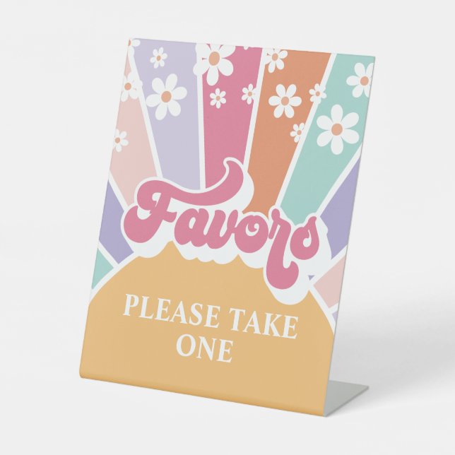 Retro Sunshine Birthday Favours Pedestal Sign (Front)