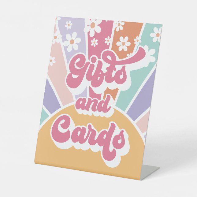 Retro Sunshine Birthday Gift Table Pedestal Sign (Front)