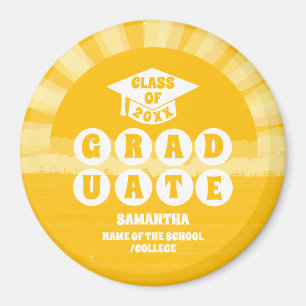 Retro Sunshine Graduation Magnet