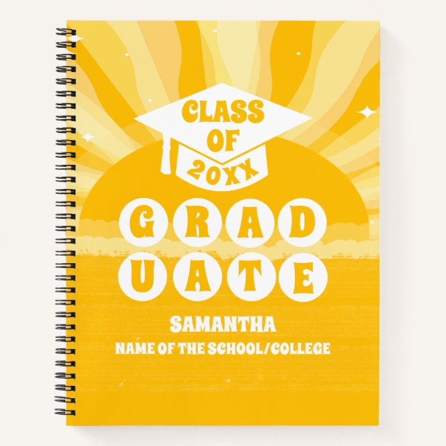 Retro Sunshine Graduation Notebook (Front)