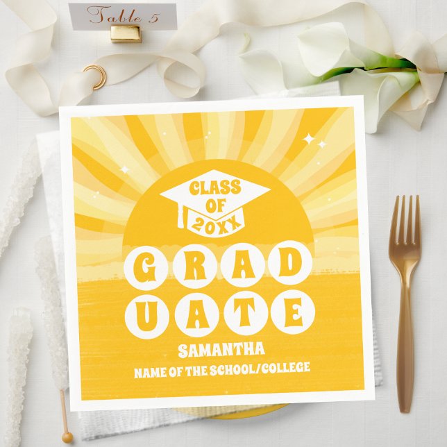Retro Sunshine Graduation Party Napkin (Creator Uploaded)