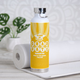 Retro Sunshine Graduation Water Bottle