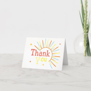 Retro Sunshine Here Comes The Son Baby Shower  Thank You Card