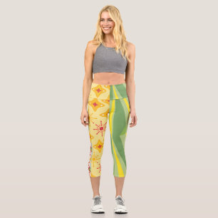 Retro Sunshine Patterns – Bold Colorful Capri Leggings