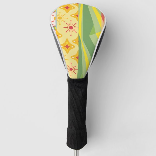 Retro Sunshine Patterns – Bold Colorful  Golf Head Cover (Front)