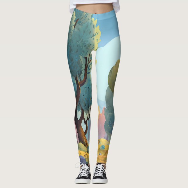 Retro Sunshine Patterns – Bold Colorful  Leggings (Front)