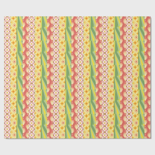 Retro Sunshine Patterns – Bold Colorful  Wrapping Paper (Flat)
