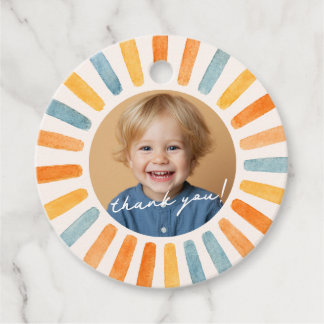 Retro Sunshine Photo Birthday Favour Tags