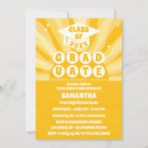Retro Sunshine Photo Graduation Party Invitation