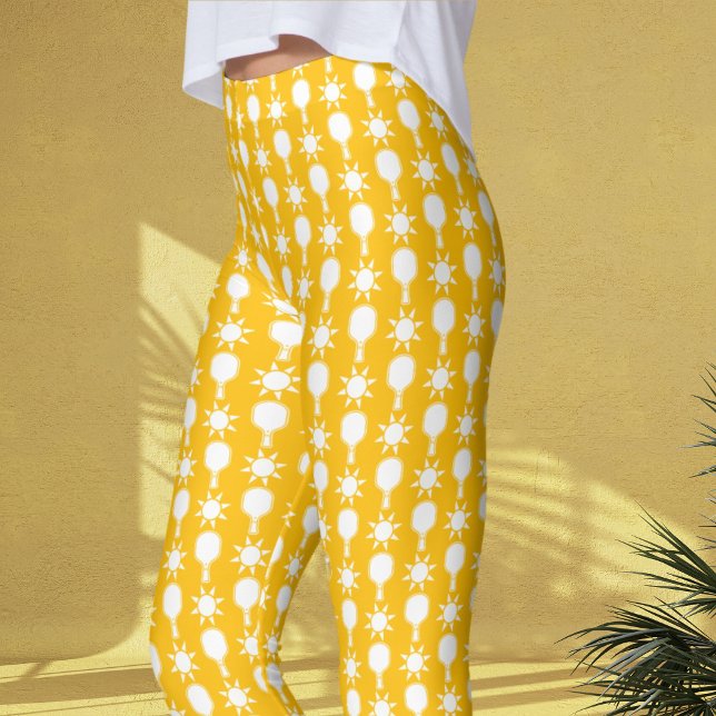 Retro Sunshine Pickleball Bridal Shower Leggings (Leggings
)