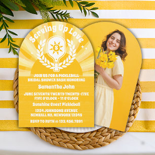 Retro Sunshine Pickleball Bridal Shower Photo Arch Invitation