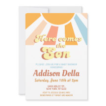 Retro Sunshine Sun Themed Boy Baby Shower