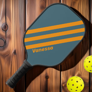 Retro Sunshine Three Stripes with Name Pickleball Paddle