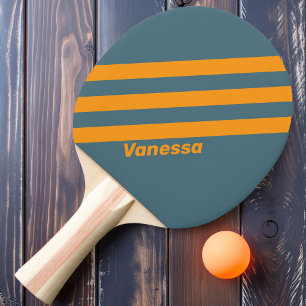 Retro Sunshine Three Stripes with Name Ping Pong Paddle