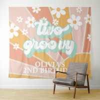Retro Sunshine Two Groovy Daisy Birthday Banner